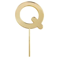 Topper letra "Q" acrílica dorada efecto espejo 8 cm
