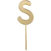 Topper letra "S" acrílica dorada efecto espejo 8 cm
