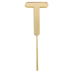 Topper letra "T" acrílica dorada efecto espejo 8 cm