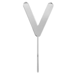 Topper letra "V" acrílica plateada efecto espejo 8 cm
