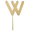 Topper letra "W" acrílica dorada efecto espejo 10 cm