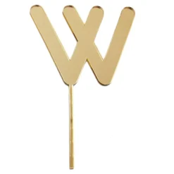 Topper letra "W" acrílica dorada efecto espejo 10 cm