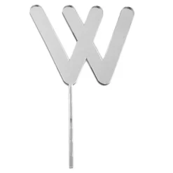 Topper letra "W" acrílica plateada efecto espejo 10 cm