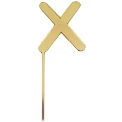 Topper letra "X" acrílica dorada efecto espejo 8 cm