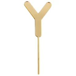 Topper letra "Y" acrílica dorada efecto espejo 8 cm