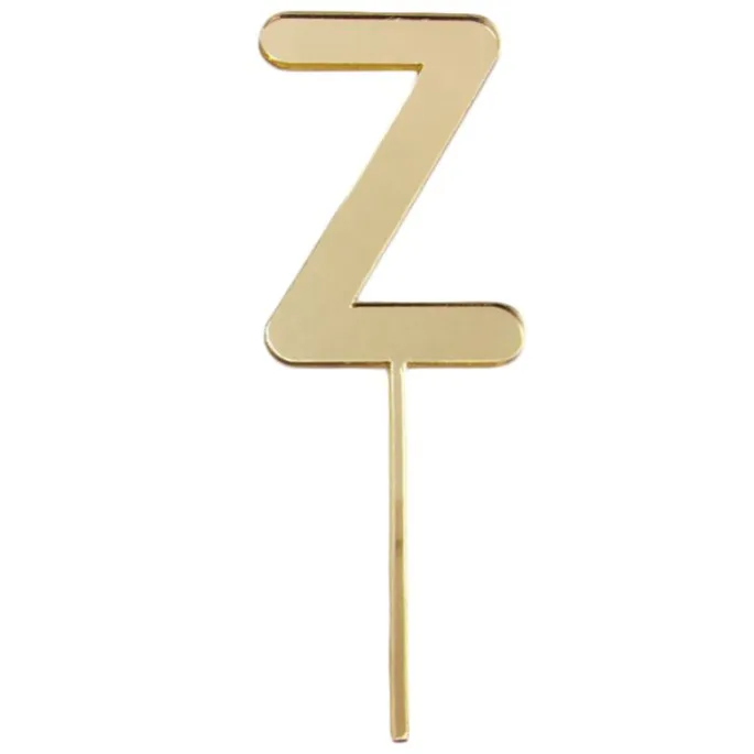 Topper letra "Z" acrílica dorada efecto espejo 8 cm