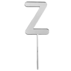 Topper letra "Z" acrílica plateada efecto espejo 8 cm
