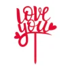 Topper Love You rojo 13,5 cm - Dekora
