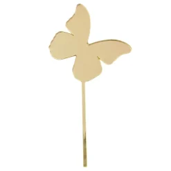 Topper mariposa acrílica dorada efecto espejo 8 cm