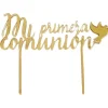 Topper Mi primera comunión acrílico dorado 17 cm