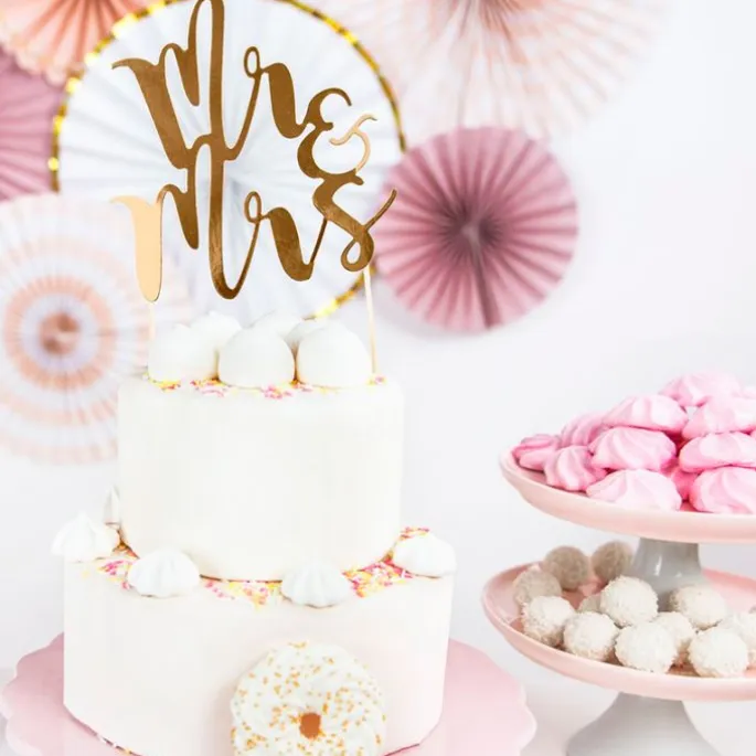 Topper Mr&Mrs dorado 25,5 cm - PartyDeco