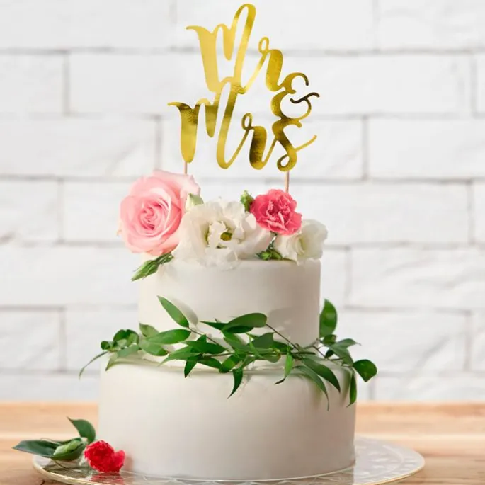 Topper Mr&Mrs dorado 25,5 cm - PartyDeco
