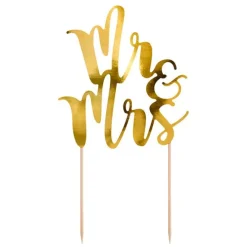 Topper Mr&Mrs dorado 25,5 cm - PartyDeco