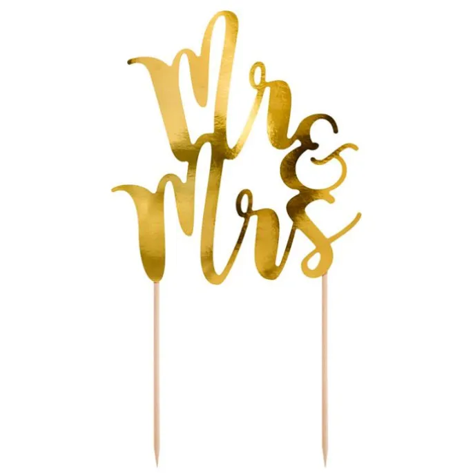Topper Mr&Mrs dorado 25,5 cm - PartyDeco