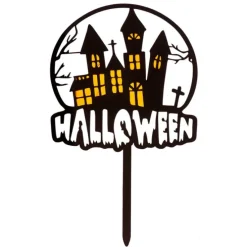 Topper negro casa encantada Halloween 10 cm - Dekora