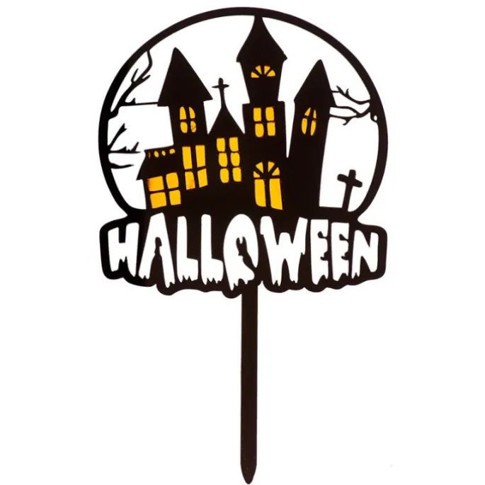 Topper negro casa encantada Halloween 10 cm - Dekora
