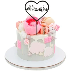 Topper negro corazón Mr&Mrs 10 cm - Dekora