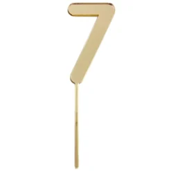 Topper número "7" acrílico dorado efecto espejo 8 cm