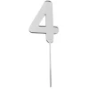 Topper número "4" acrílico plateado efecto espejo 8 cm