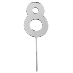 Topper número "8" acrílico plateado efecto espejo 8 cm