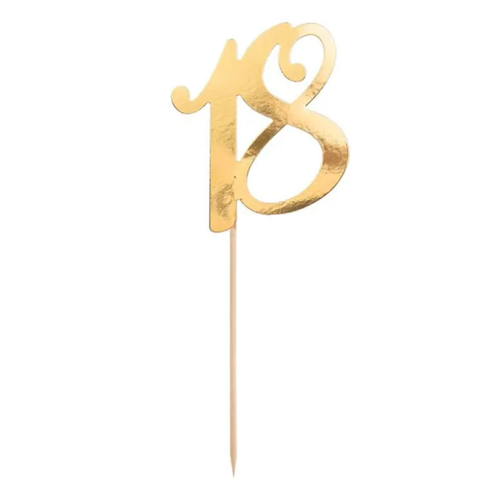 Topper número 18 dorado 10 cm - PartyDeco