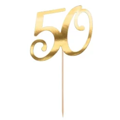 Topper número 50 dorado 12 cm - PartyDeco