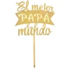 Topper para tartas dorado El mejor papá del mundo 10 cm