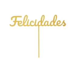 Topper para tartas dorado Felicidades 12 cm