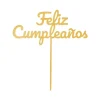 Topper para tartas dorado Feliz Cumpleaños 12 cm