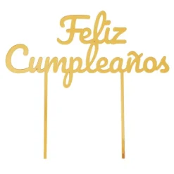 Topper para tartas dorado Feliz Cumpleaños 18 cm