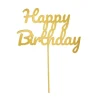 Topper para tartas dorado Happy Birthday 12 cm
