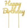 Topper para tartas dorado Happy Birthday 18 cm