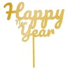 Topper para tartas dorado Happy New Year 18 cm