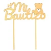 Topper para tartas dorado Mi Bautizo con osito y chupete 18 cm