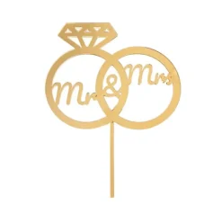 Topper para tartas dorado Mr & Mrs 12 cm