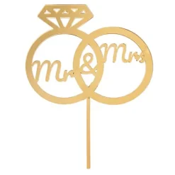 Topper para tartas dorado Mr & Mrs 18 cm