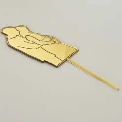 Topper para tartas dorado silueta pareja mujer embarazada 15 cm