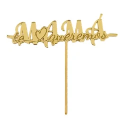 Topper para tartas dorado Te queremos mamá 12 cm