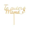 Topper para tartas dorado Te quiero Mamá con corazón y rosa 12 cm
