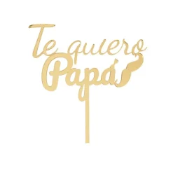 Topper para tartas dorado Te quiero Papá con bigote y pajarita 12 cm