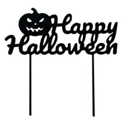 Topper para tartas Happy Halloween y calabaza 18 cm