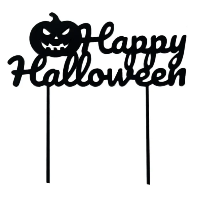 Topper para tartas Happy Halloween y calabaza 18 cm
