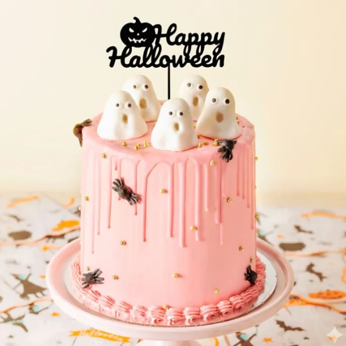 Topper para tartas Happy Halloween y calabaza 12 cm