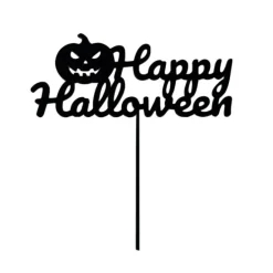 Topper para tartas Happy Halloween y calabaza 12 cm