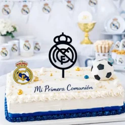 Topper para tartas negro escudo del Real Madrid 8 cm