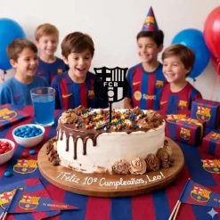 Topper para tartas negro escudo del Barcelona 8 cm