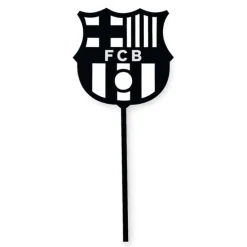 Topper para tartas negro escudo del Barcelona 8 cm