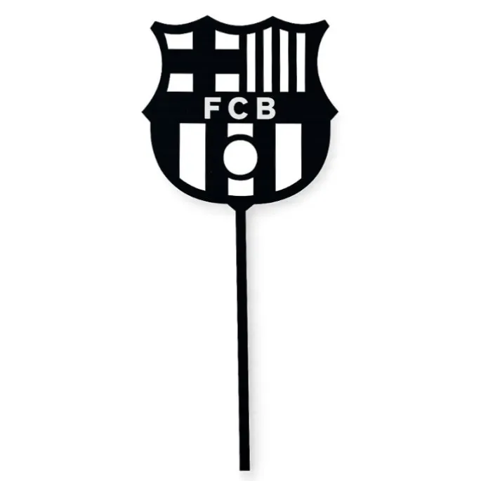 Topper para tartas negro escudo del Barcelona 8 cm