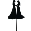 Topper para tartas negro silueta pareja de novias