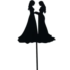 Topper para tartas negro silueta pareja de novias